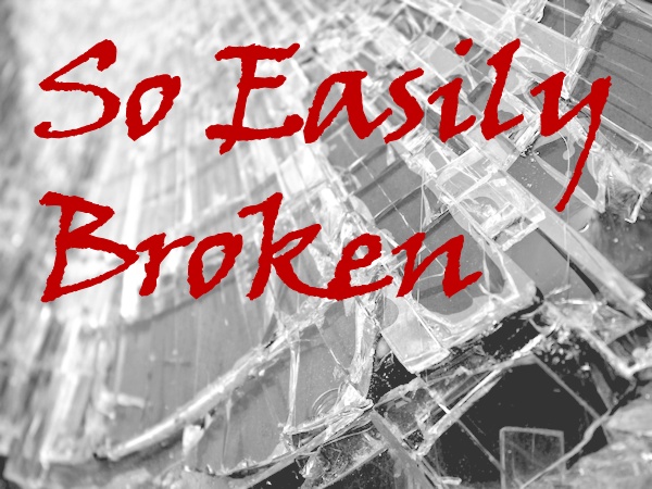 So Easily Broken text on broken glass image
