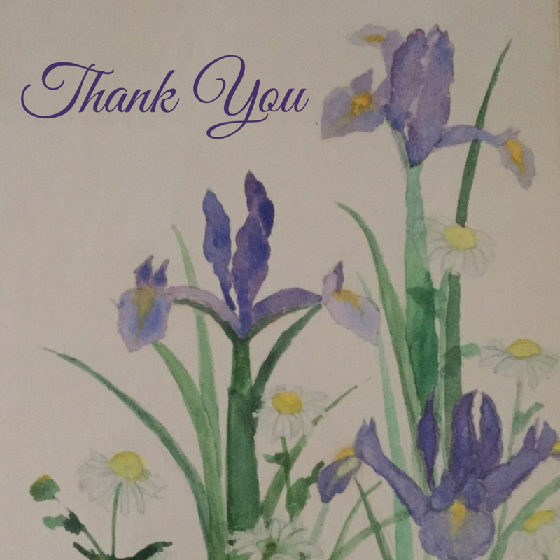 Beardless iris and daisy watercolor with 